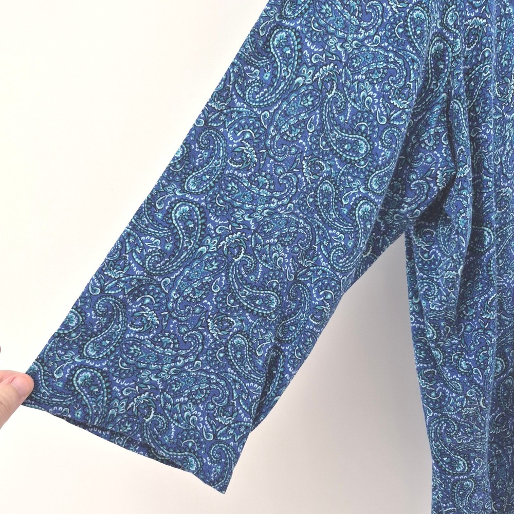 J. Jill Wearever Paisley Tunic Top XL Tall Blue Teal V-Neck 3/4 Sleeve Stretch - Picture 5 of 12